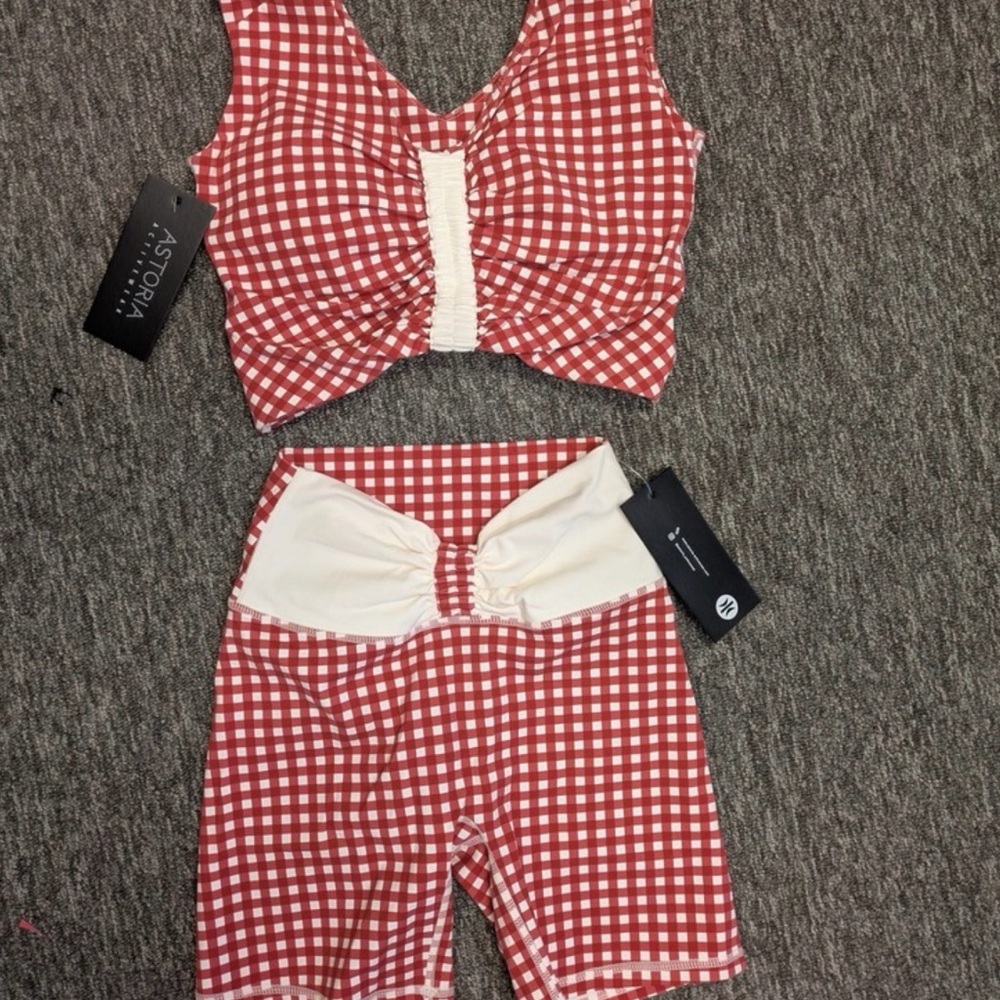 Astoria Red Gingham Athletic Shorts - Women